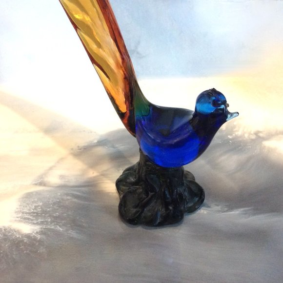 Authentic Vintage Pilgrim Art Glass Long Tail Pheasant Figurine - Picture 3 of 10